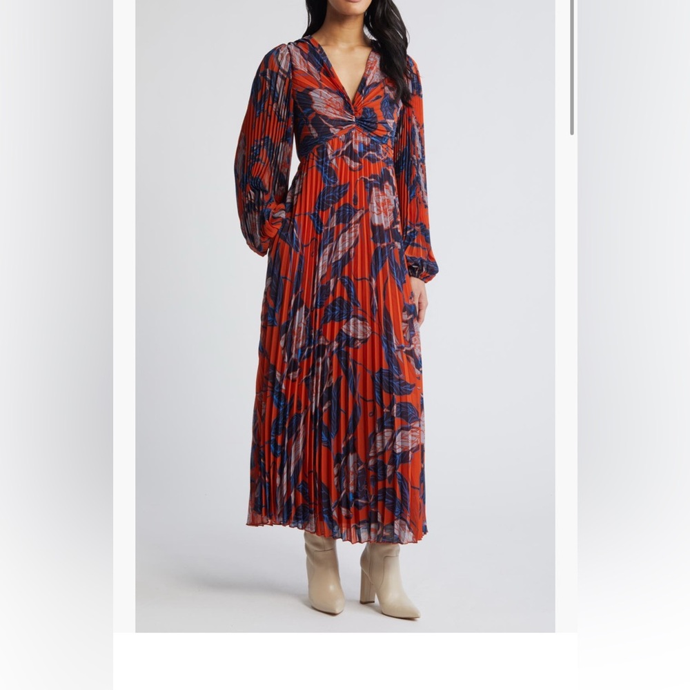 Orange and navy Floral Maxi Dress